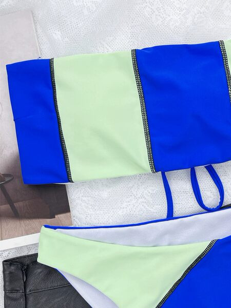 Női fürdőruha két részből áll - felső típusú pánt és magas derék alsó