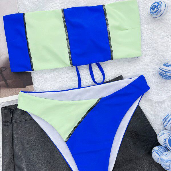 Női fürdőruha két részből áll - felső típusú pánt és magas derék alsó