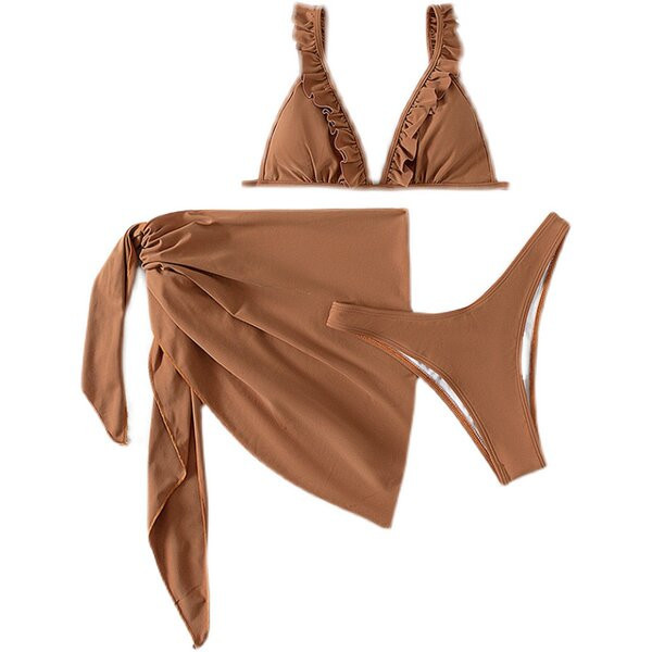 Stílusos, háromrészes női fürdőruha fürtökkel