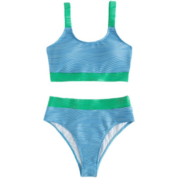 Divatos női kétrészes fürdőruha kék színben