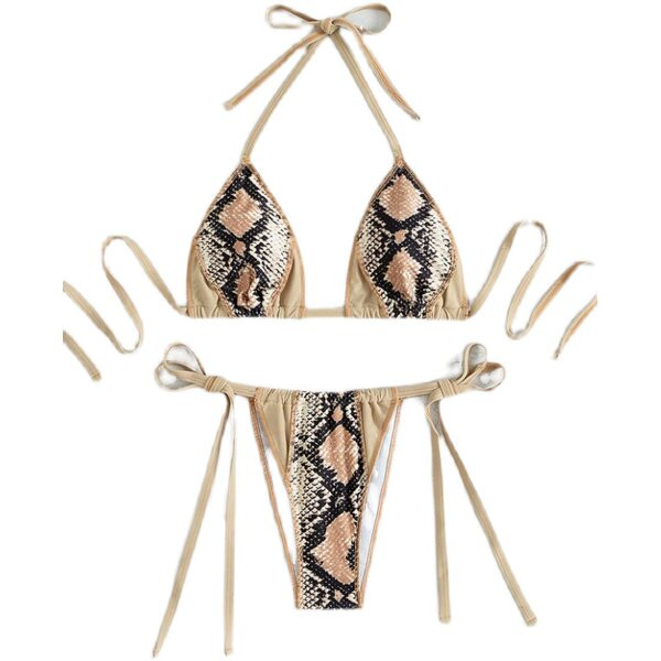 Női fürdőruha nyakkendővel, állatmintával