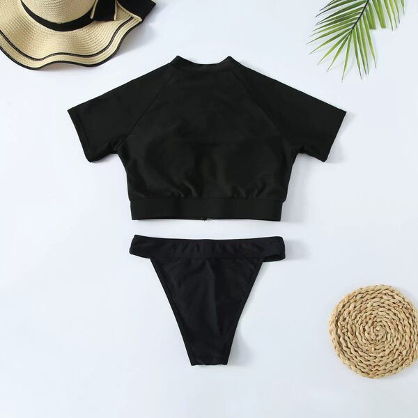Modern kétrészes fürdőruha - fekete színű