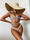 Bézs színű, kétrészes női fürdőruha