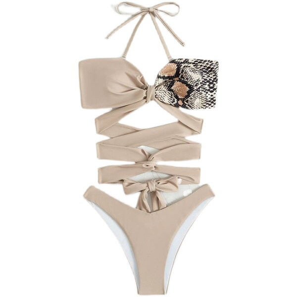 Bézs színű, kétrészes női fürdőruha