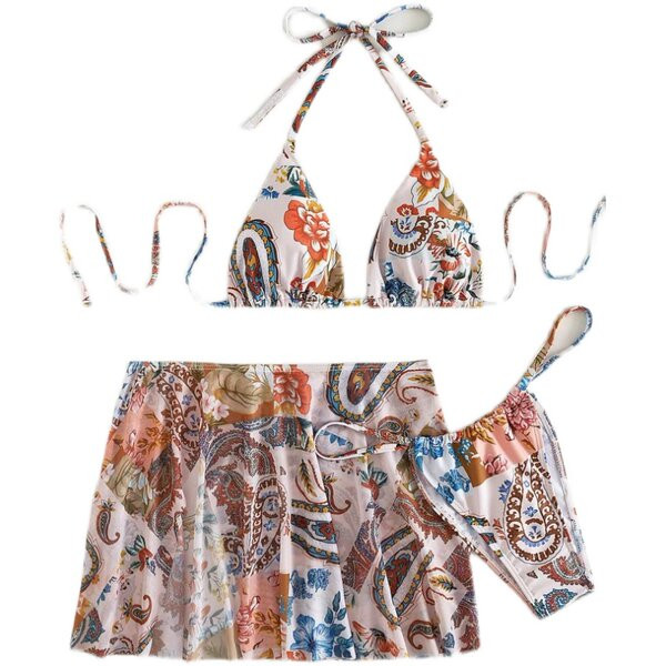 Virágmintás női fürdőruha - három részből áll