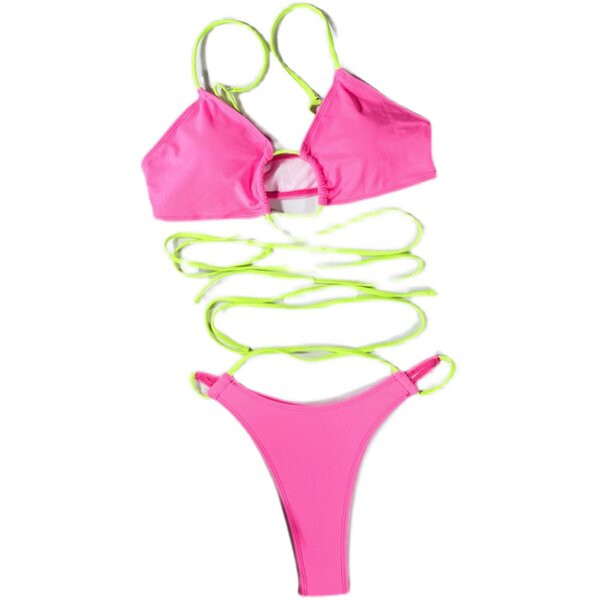 Rózsaszín nyakkendős női fürdőruha új modellje