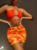 Új, háromrészes női fürdőruha nyakkendővel