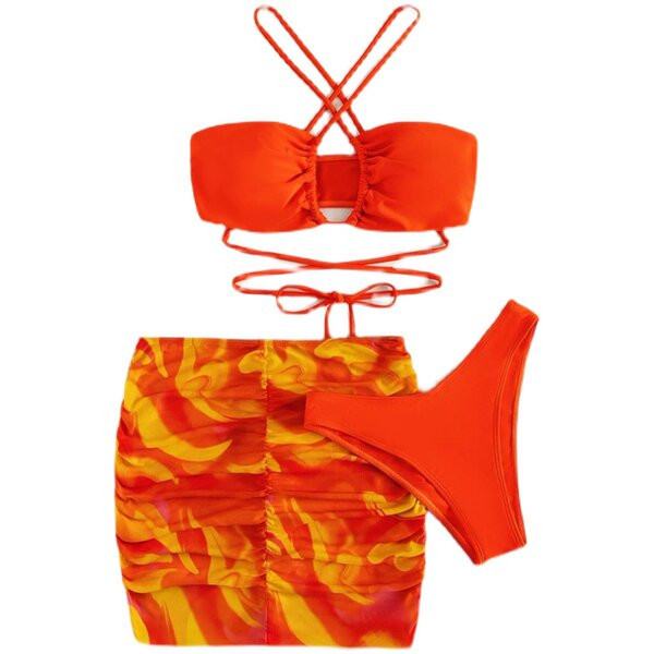 Új, háromrészes női fürdőruha nyakkendővel