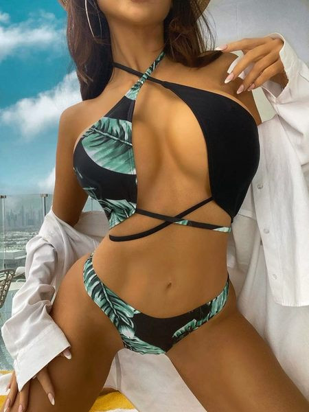 Új modell női fürdőruha kivágott felsővel és nyakkendővel