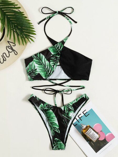 Új modell női fürdőruha kivágott felsővel és nyakkendővel