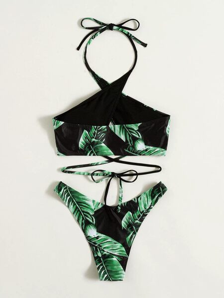 Új modell női fürdőruha kivágott felsővel és nyakkendővel