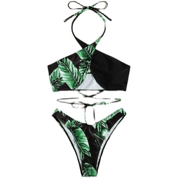 Új modell női fürdőruha kivágott felsővel és nyakkendővel