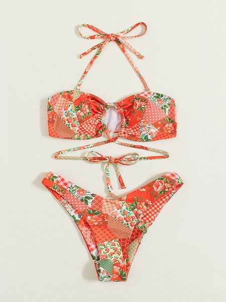 Virágmintás női fürdőruha - két részből áll