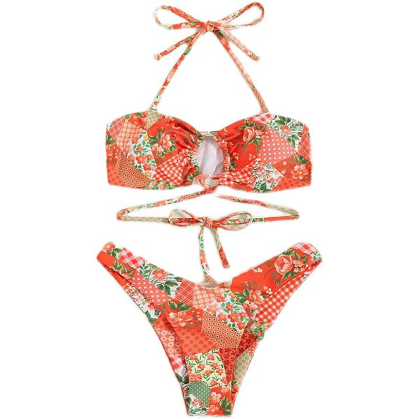 Virágmintás női fürdőruha - két részből áll