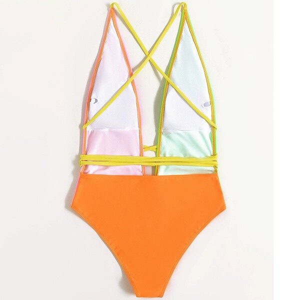 Színes női fürdőruha nyakkendővel