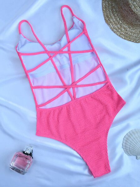 Μονόχρωμο μαγιό με λεπτές τιράντες