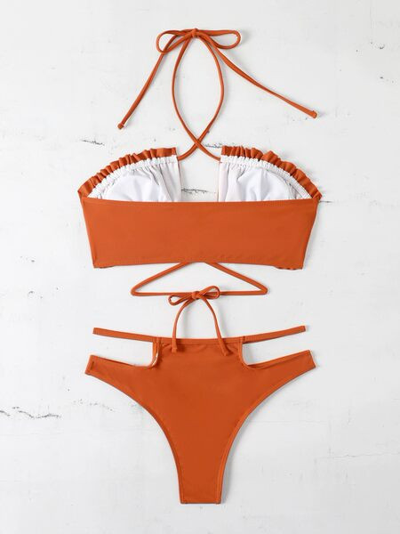 Új modell női fürdőruha két részből - narancssárga