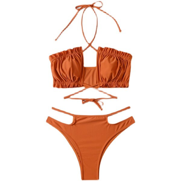 Új modell női fürdőruha két részből - narancssárga