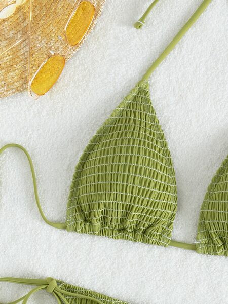 Zöld színű kordbársony fürdőruha két részből