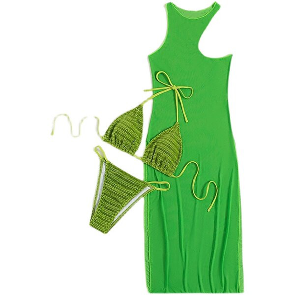Új női fürdőruha modell, zöld színű pareóval
