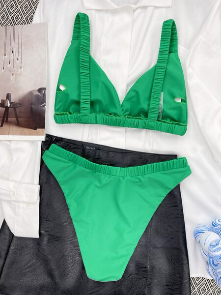 Zöld színű, ráncolt hatású női fürdőruha