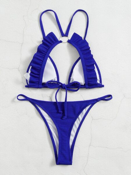 Női kordbársony fürdőruha fürtökkel - kivágott modell