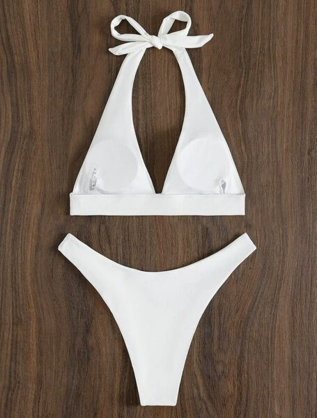 Modern női fürdőruha két részes fehér és fekete színben