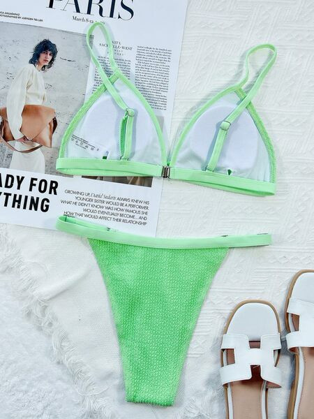 Ühevärviline lokkidega naiste ujumistrikoo - kaheosaline