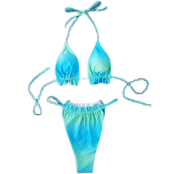 Kétrészes női fürdőruha kék színben, fürtökkel