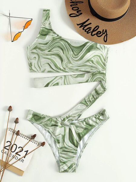 Moodne roheliste väljalõigetega ujumistrikoo