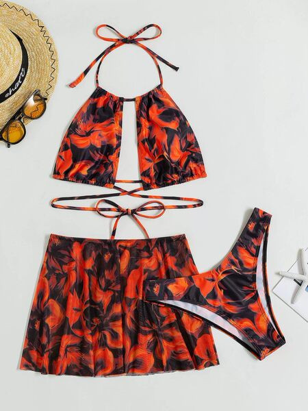 Női strand szett - kétrészes fürdőruha és szoknya