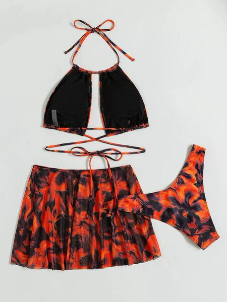 Női strand szett - kétrészes fürdőruha és szoknya