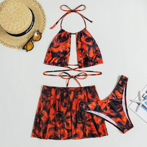 Női strand szett - kétrészes fürdőruha és szoknya