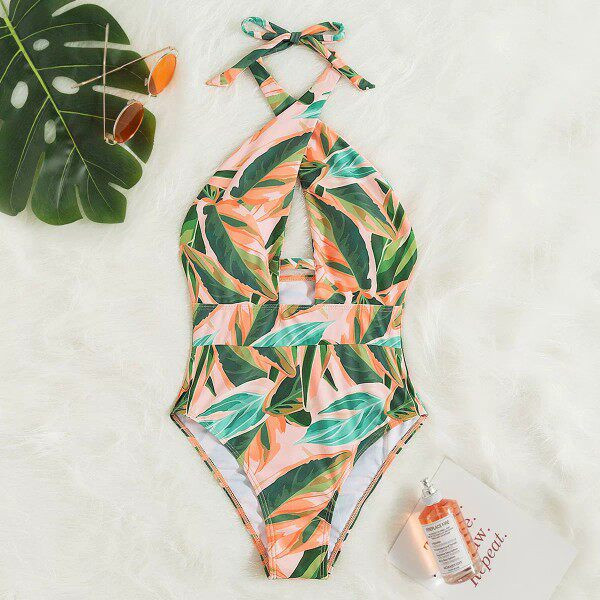 Női teljes fürdőruha színes mintával