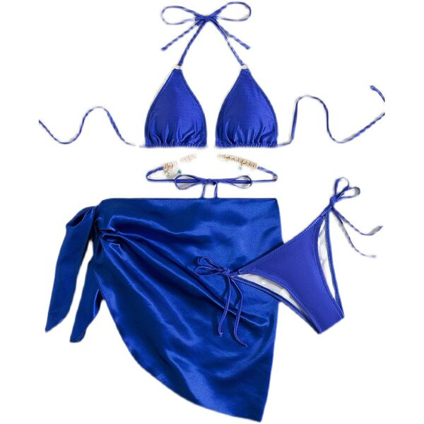 Női strand szett három részes kék színben