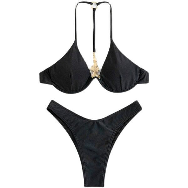 Moodne naiste ujumistrikoo kolmnurkse ülaosaga - kaheosaline