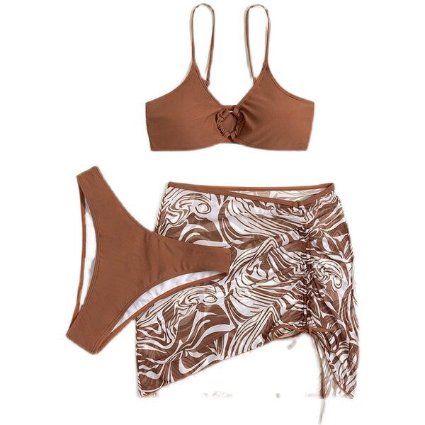 Naiste kolmeosaline metallist rõnga ja õhukeste rihmadega ujumistrikoo