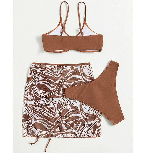 Naiste kolmeosaline metallist rõnga ja õhukeste rihmadega ujumistrikoo