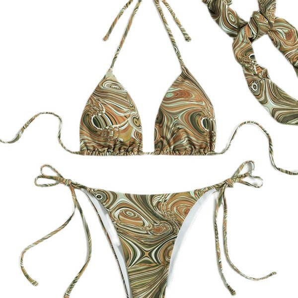 Naiste kaheosaline, sillerdavates värvides väljalõigatud ujumistrikoo