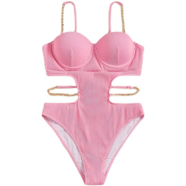 Naiste täisujumistrikoo väljalõigete ja metallketiga