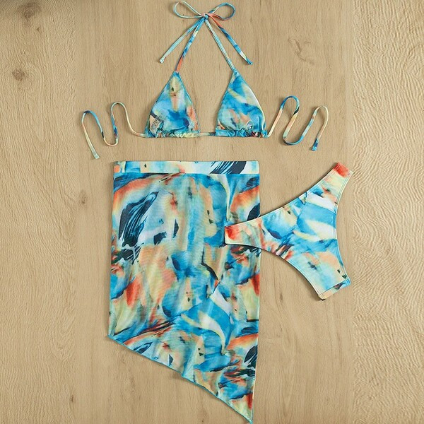 Három részből álló női strand szett irizáló színekben