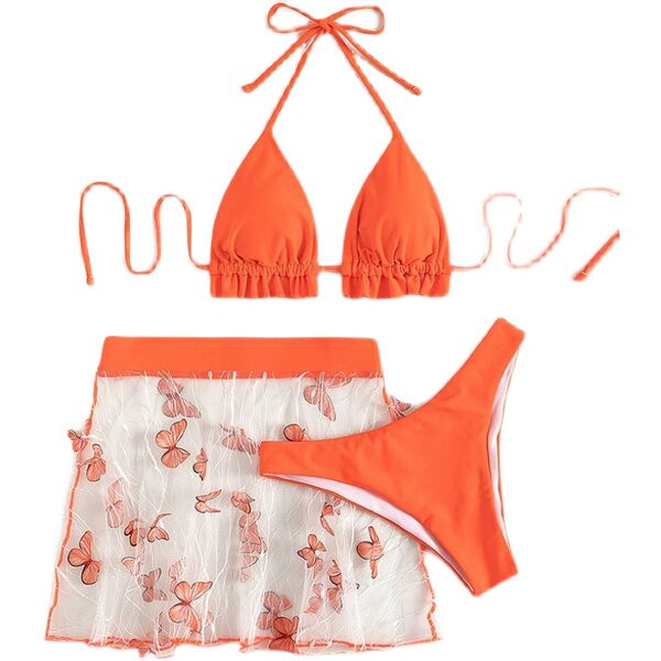 Nyáron divatos fürdőruha nyakkendővel és fürtökkel