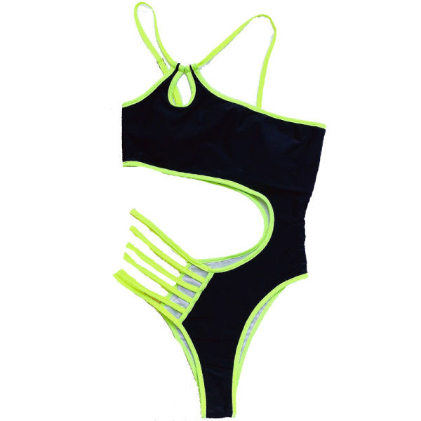 Női teljes fürdőruha kivágásokkal és nyakkendőkkel