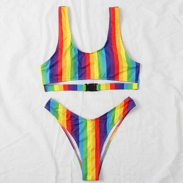 Värviline naiste ujumistrikoo - kaheosaline