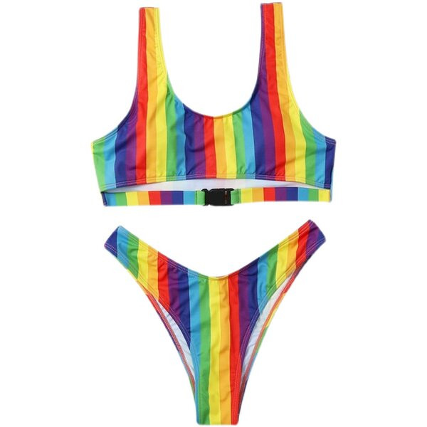 Värviline naiste ujumistrikoo - kaheosaline