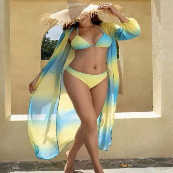 Női fürdőruha irizáló színekben és pareo - szett