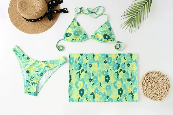 Háromrészes fürdőruha nyakkendővel női új modell