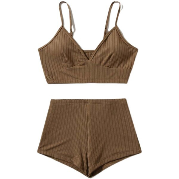 Női strand kordbársony szett bézs színben