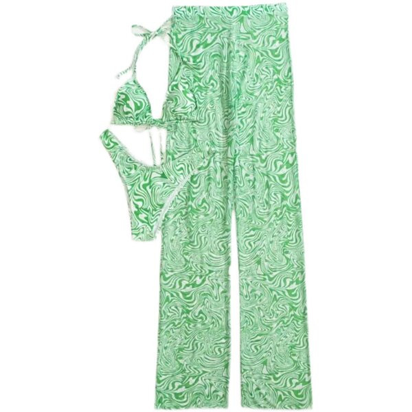 Γυναικείο μαγιό σε τοπ μπικίνι σε τρία μέρη με κορδόνια και παντελόνι