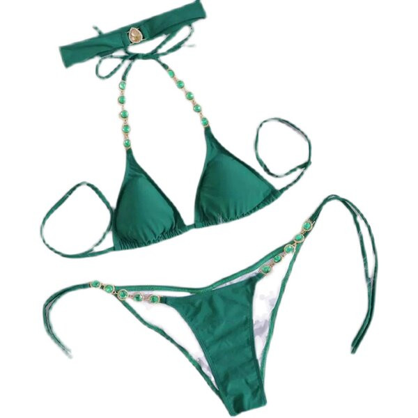 Naiste kaheosaline kahes värvitoonis värviliste kivikestega ujumistrikoo